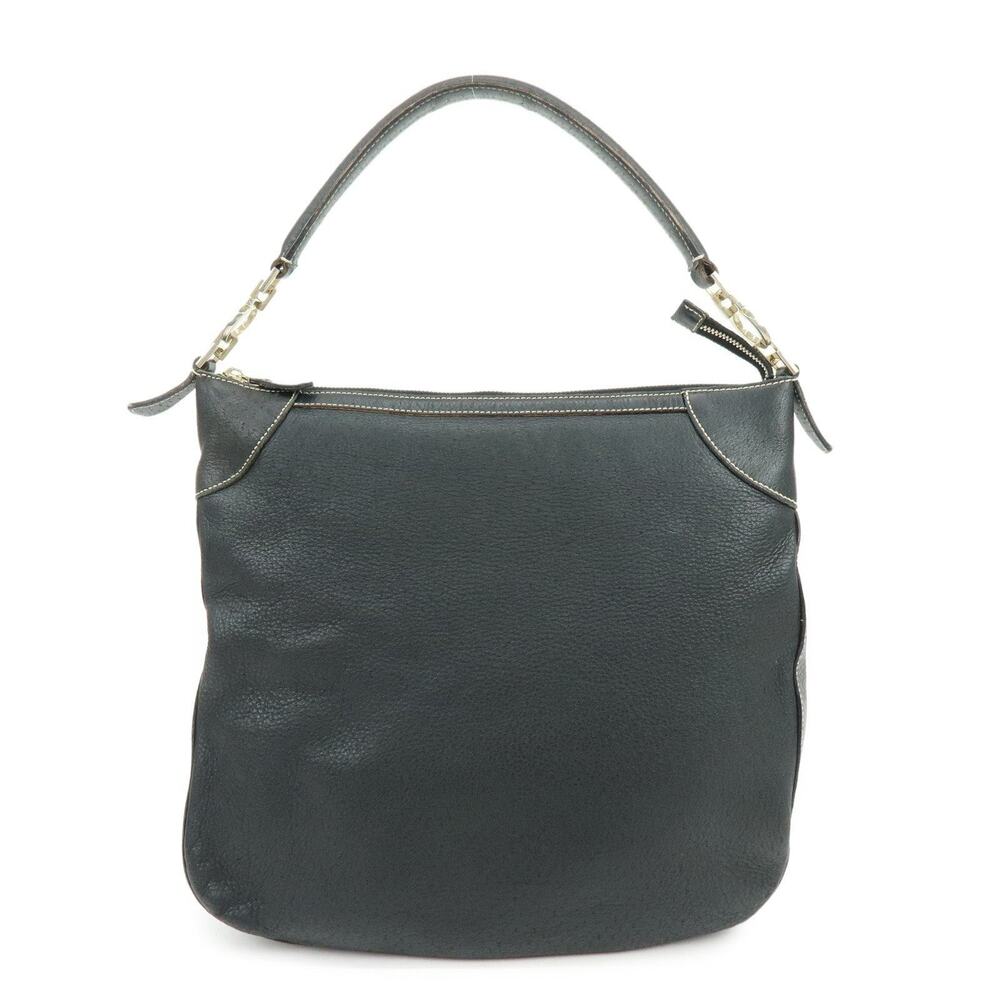 Ferragamo Gancini Calfskin Shoulder Bag Black